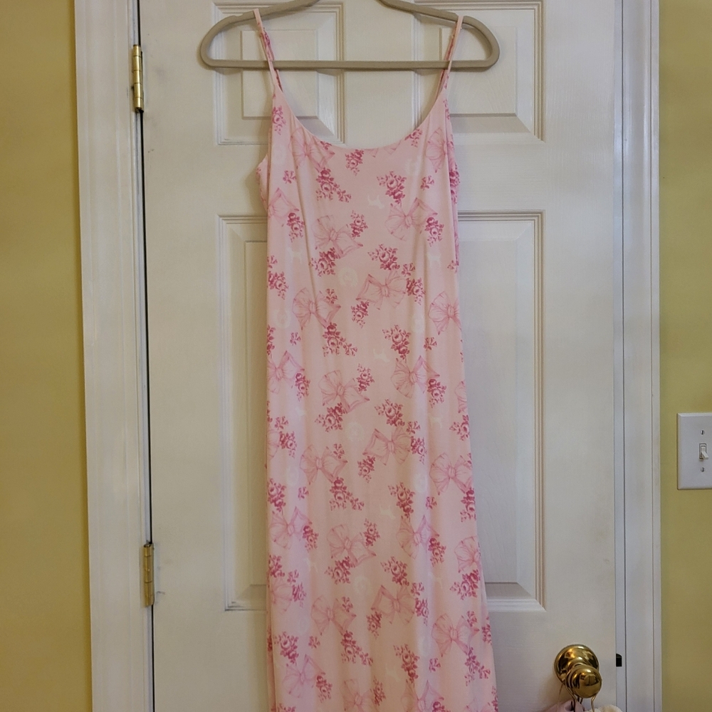 Loveshackfancy X Pink Bow Maxi Fitted Dress Size L